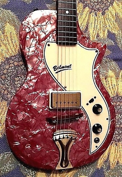SUPER RARE VINTAGE 50`s SUPRO BELMONT GUITAR FACTORY RED PEARLOID ALL  ORIGINAL