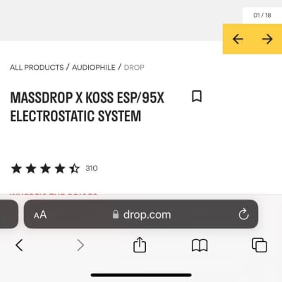 KOSS drop electrostatic  ESP/95X 2018 black / dekoni pads image 5