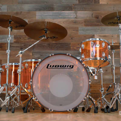 Ludwig L8264 Lx47 Vistalite John Bonham 5 Piece Zep Drum Kit With 402, Amber image 9