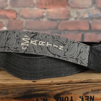 Martin 18A0109 Scroll & Leaf Pattern Denim Premium Guitar Strap w Built in Pick Holder FREE Shipping image 1