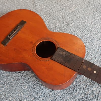 Antique Vintage 1900s Unknown Maker Parlor Guitar Project Finest Woods Martin Ditson Regal Washburn Quality 37 X 11 1/2 X 3 1/4 Ladder Braced Pear Shaped image 3