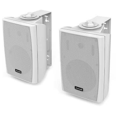 Audibax Elipse 4" HiFi 2Way Wall Bracket Speakers, 30W Power, 70Hz-20KHz Frequency, White Pair, Dimensions 15x21x12.5cm, Weight 1.79Kg image 1