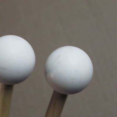 one pair new old stock near A+ Mike Balter MB93B (93B) Extra Hard Keyboard Mallets, 1 plastic (phenolic) round white HEADS and natural birch HANDLES - mid to late 1990s (+ packaging) Unwound Series image 7
