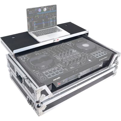 ProX Flight-Style Road Case for Pioneer DDJ-FLX10 DJ Controller With Sliding Laptop Shelf, 1U Rack Space & Wheels Black image 5