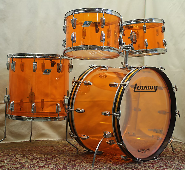 1970s Ludwig Vistalite Big Beat Drum Set with Single-Color Finish image 3