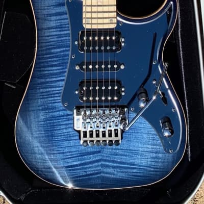 Vigier Excalibur Custom Mysterious Blue Flame Top Electric Guitar & Case image 2