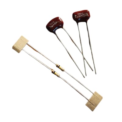 2 Silver Mica/Carbon Film Treble Bleed Capacitor Kits .001uf 100k Guitar Tone Covers 2 Pots image 2