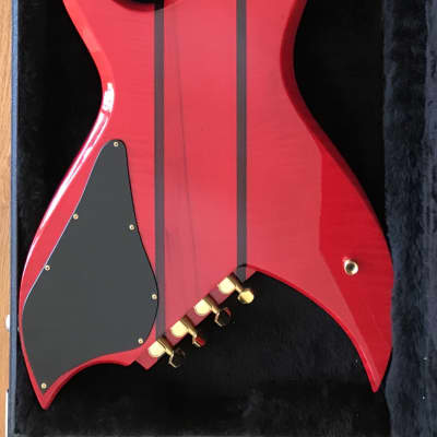 BC Rich Rich bich 8 string bass 1995 - Transparent red on flame maple image 3