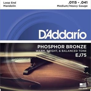 D'Addario EJ75 Mandolin Strings Phosphor Bronze Medium/Heavy 11.5-41