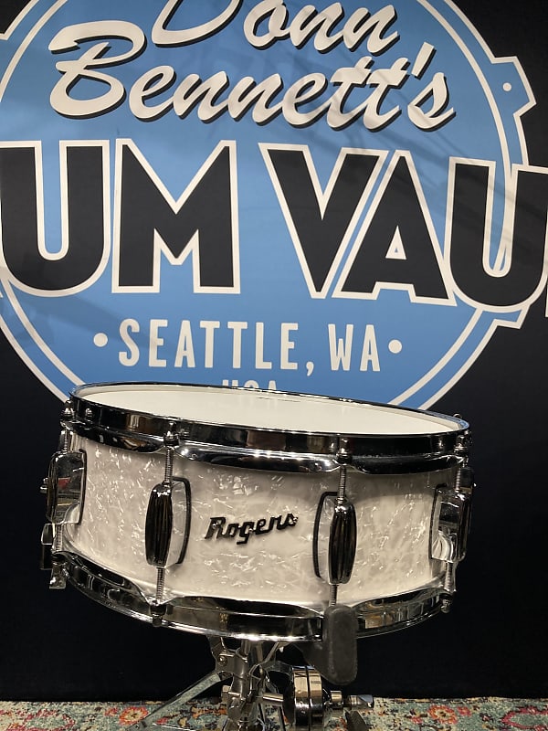 Rogers - 14x5" Dyna-Sonic Snare Drum 2010's - White Marine Pearl image 1