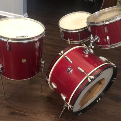 Beverley Birch 4-Piece Jazzset early 1960s Red Sparkle, New 12" heads, Beautiful Shells! image 1