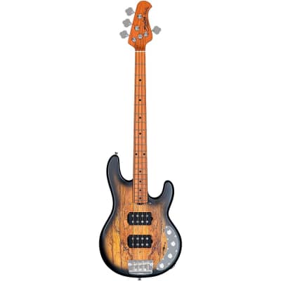 Sterling by Music Man StingRay Ray34HH Spalted Maple Top Maple Fingerboard Electric Bass Guitar Regular Natural Burst Satin image 3