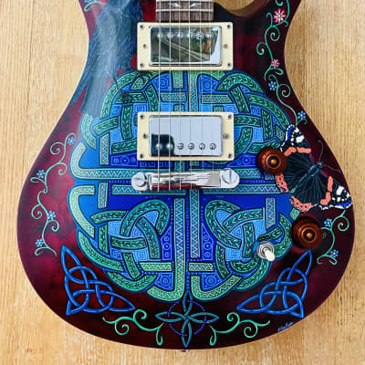 Custom Design Celtic Knot and Raven Hand-painted Tokai Guitar image 2