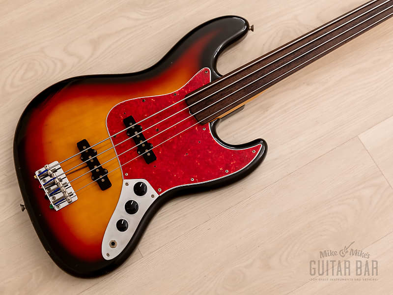 1989 Fender Jazz Bass Fretless ‘62 Vintage Reissue JB62-60FL Sunburst,  Japan MIJ Fujigen