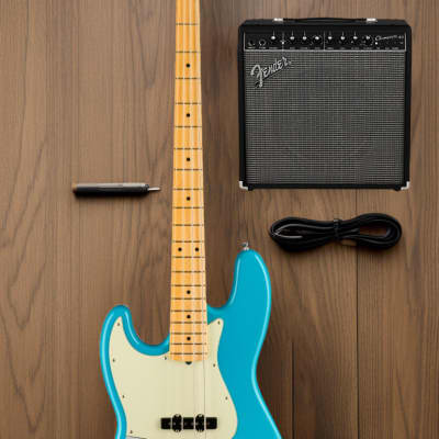 Fender American Professional II 4-String Jazz Bass (Left-Hand, Maple Fingerboard, Miami Blue) image 7