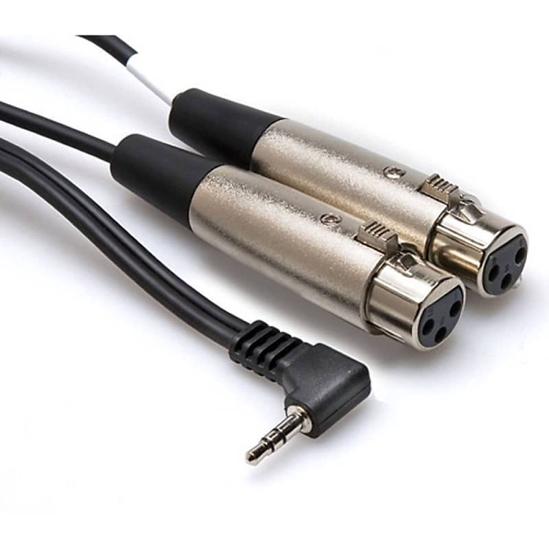 Hosa CYX-401F Dual XLR to right angle 1/8" TRS Cable 1 ft image 1