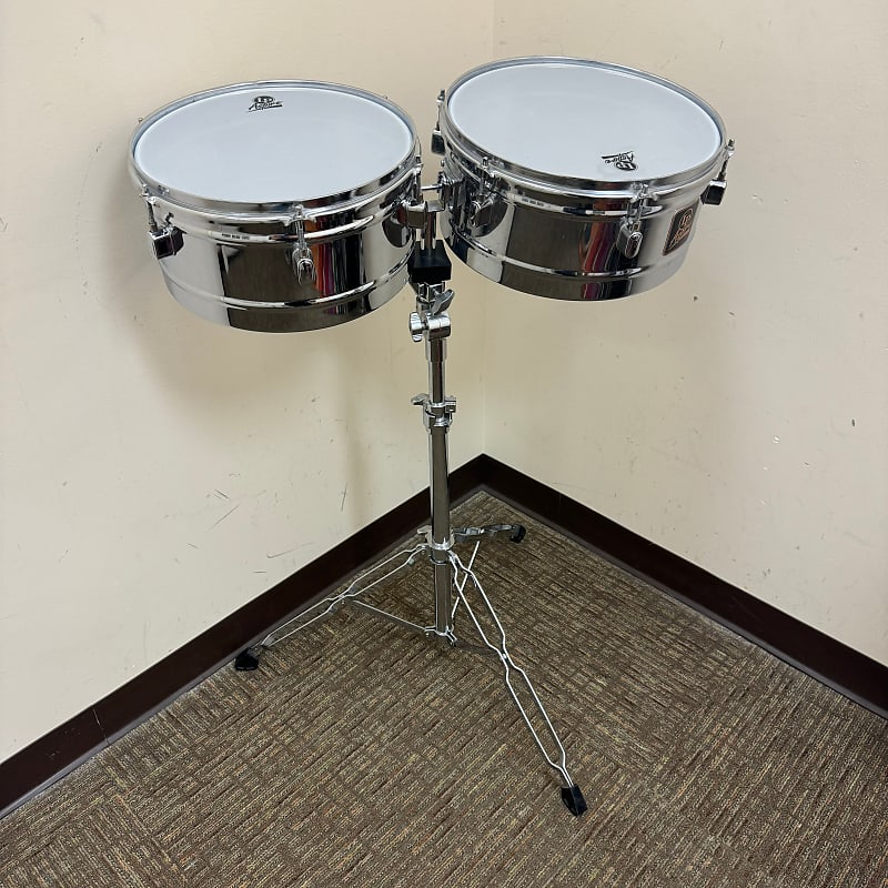 LP Aspire Timbales Pair Chrome W/ Stand Reverb