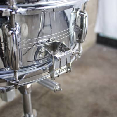 Slingerland 5" x 14" Late 60s Gene Krupa Sound King Chrome Over Brass Snare Drum image 11