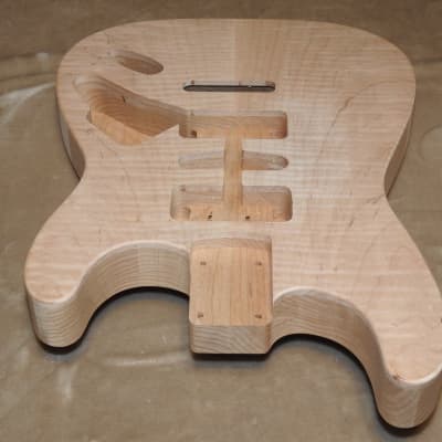 Unfinished Stratocaster Body Book Matched Figured Flame Maple Top 2 Piece Alder Back Chambered, Standard Tele Pickup Routes 3lbs 8.3oz! image 7