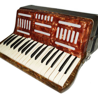 Vintage HOHNER Tango II B Button Accordion Burgundy Instrument w/ Case SEE  VIDEO