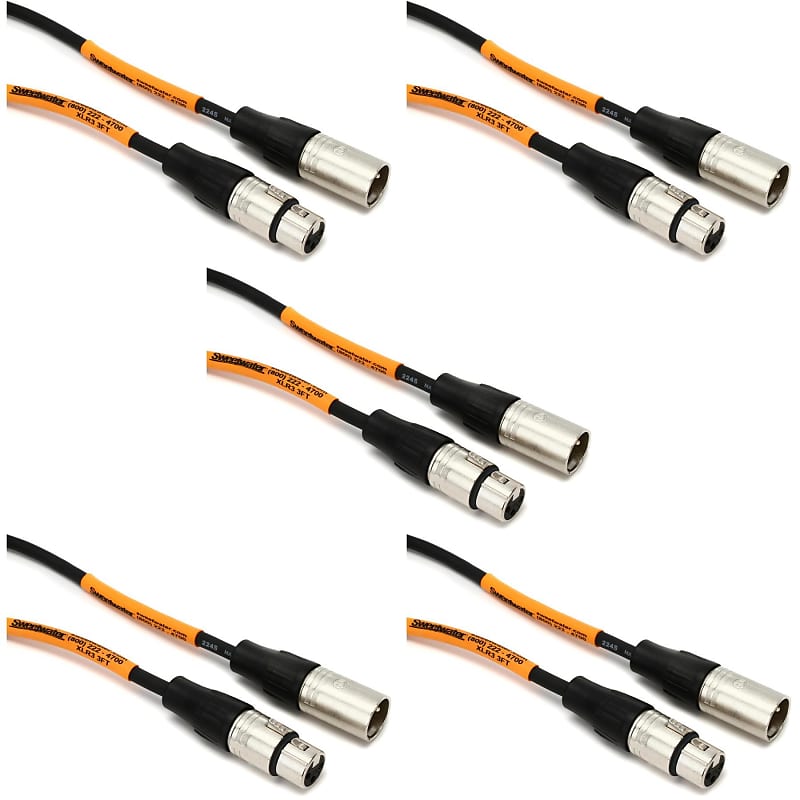 Pro Co EXM-3 Excellines XLR Female to XLR Male Patch Cable - 3 foot (5-Pack) image 1
