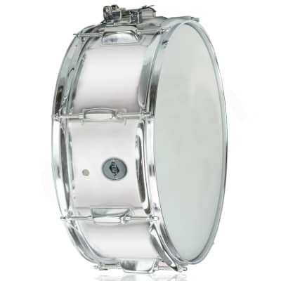 GRIFFIN Metal Snare Drum 14"x5.5 Steel Chrome Shell Percussion Head Key Hardware image 3