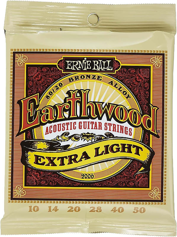Ernie Ball Earthwood Extra Light 80/20 Bronze Acoustic Guitar Strings, 10-50 Gauge (P02006) image 1
