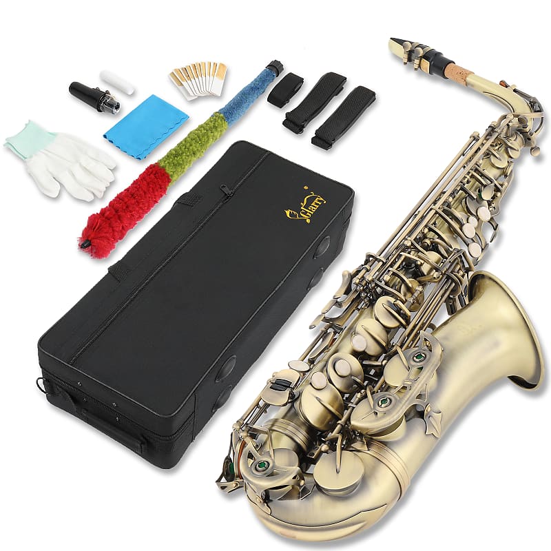 Glarry Vintage Alto Saxophone Eb Flat with Carrying Case Reverb