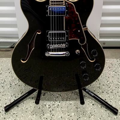 D'Angelico Premier DC Semi-Hollow Body Electric Guitar, Black Flake  w/Gig Bag, New, Free Shipping image 1