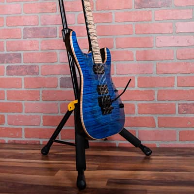Jackson USA Custom Shop SLAT 1H FR Master-Built by “Metal” Joe Williams Arched Flame Top Blue on Black 2022 w/OHSC image 5