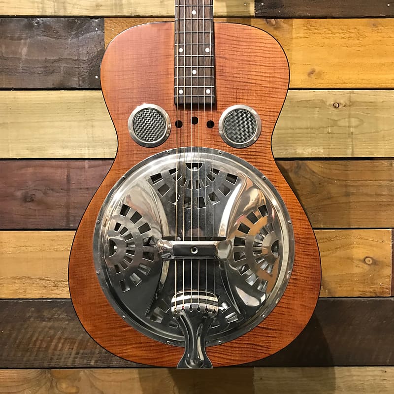 Dobro Hound Dog Deluxe Round Neck Resonator in Vintage Brown Reverb