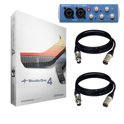 PreSonus Studio One 4 Professional - Audio and MIDI Recording/Editing Software (Activation Card) & PreSonus AudioBox 96 USB 2.0 Audio Recording Interface and Cables image 1