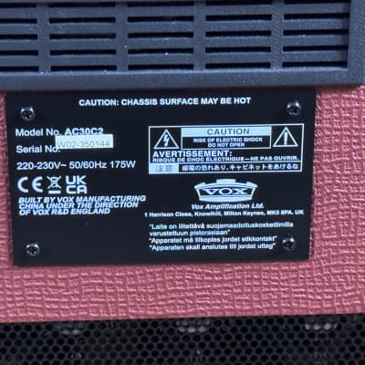 Vox AC30C2-CVR Custom Limited Edition 2-Channel 30-Watt 2x12" Guitar Combo Classic Vintage Red image 10