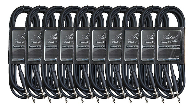 Artist GX10 10ft (3m) Deluxe Guitar Cable/Lead - 10 Pack image 1
