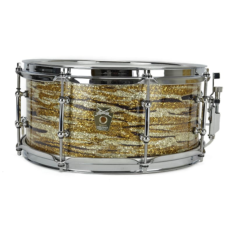 Ludwig Classic Series Hybrid Oak / Maple 6x13" Snare Drum Brass Oyster Glass image 1