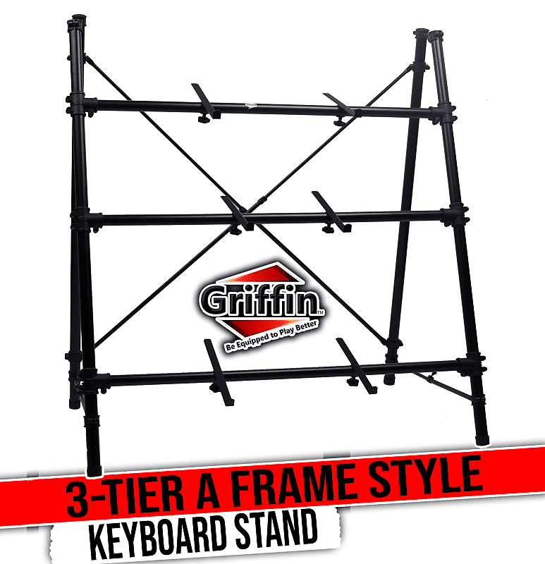 3 Tier Piano Keyboard Stand by GRIFFIN | Triple A-Frame Standing Synthesizer Mixer Workstation image 1