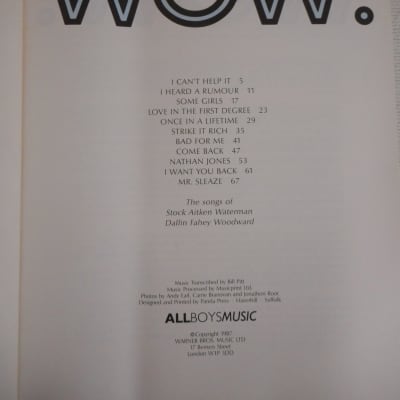 Warner Bros Vintage Banarama "Wow" Songbook 1987 image 3
