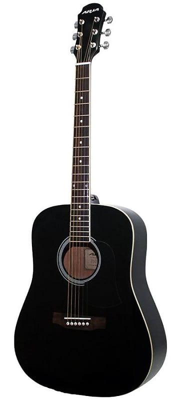 Aria AW-15 Dreadnought Acoustic Guitar in Metallic Black image 1