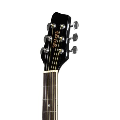 Stagg SA20DLHBK Black dreadnought acoustic guitar with basswood top, left-handed model image 4
