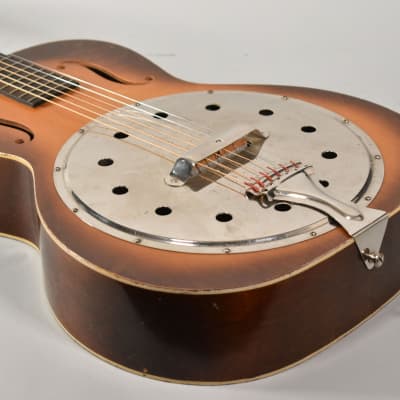 1930s Regal Angelus Model 19 Sunburst Finish Resonator Acoustic Guitar w/SSC image 9