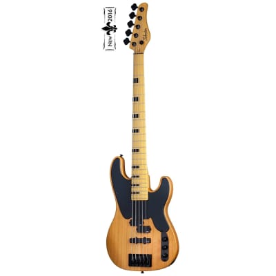 Schecter Model-T Session-5 String Bass Maple Fretboard, Aged Natural Satin image 1