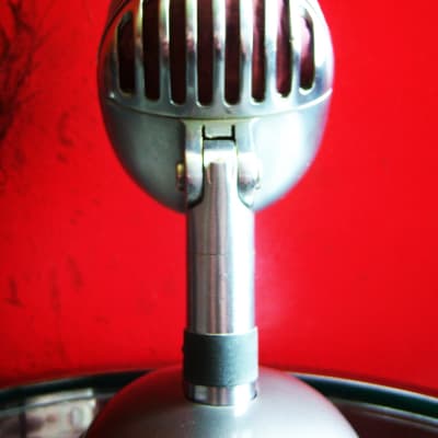 Vinatge 1940's Shure 55 dynamic microphone satin chrome w S-36 desk stand Elvis # 9 image 5