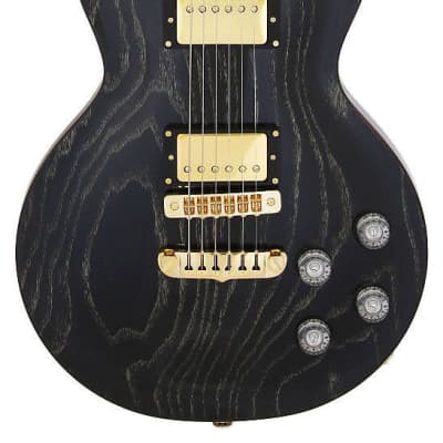 NEW ARIA PRO II - PE-LUX BLACK & GOLD STAINED ELECTRIC GUITAR image 1
