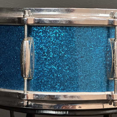 Gretsch Round Badge Blue Sparkle snare drum trio 4x14, 5.5x14, 6.5x14 image 13