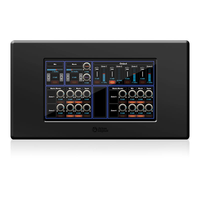 Atlas Sound BBWPTOUCH7B BlueBridge 7" Touch Panel Wall Reverb