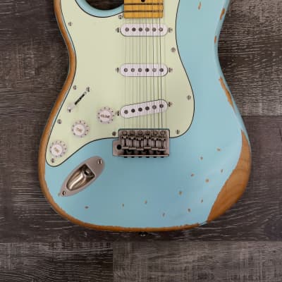 AIO S3 Left Handed Electric Guitar - Relic Sonic Blue (Maple Fingerboard) w/Gator Hard Case image 2