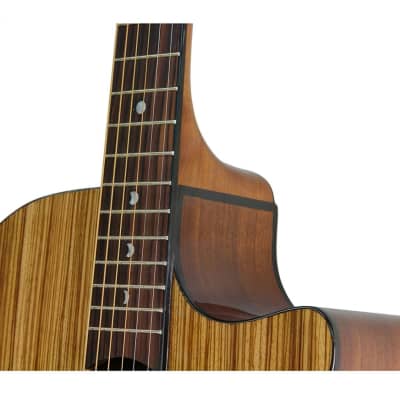 Luna GYP E ZBR Gypsy Zebrawood Grand Concert Acoustic Electric Guitar - Natural image 3
