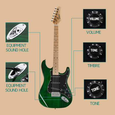 Glarry GST Electric Guitar w/20W Amplifier Green image 5