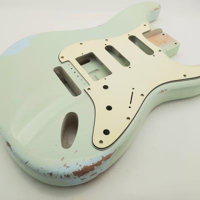 4lbs BloomDoom Nitro Lacquer Aged Relic Sonic Blue HSS S-Style Vintage Custom Guitar Body image 7