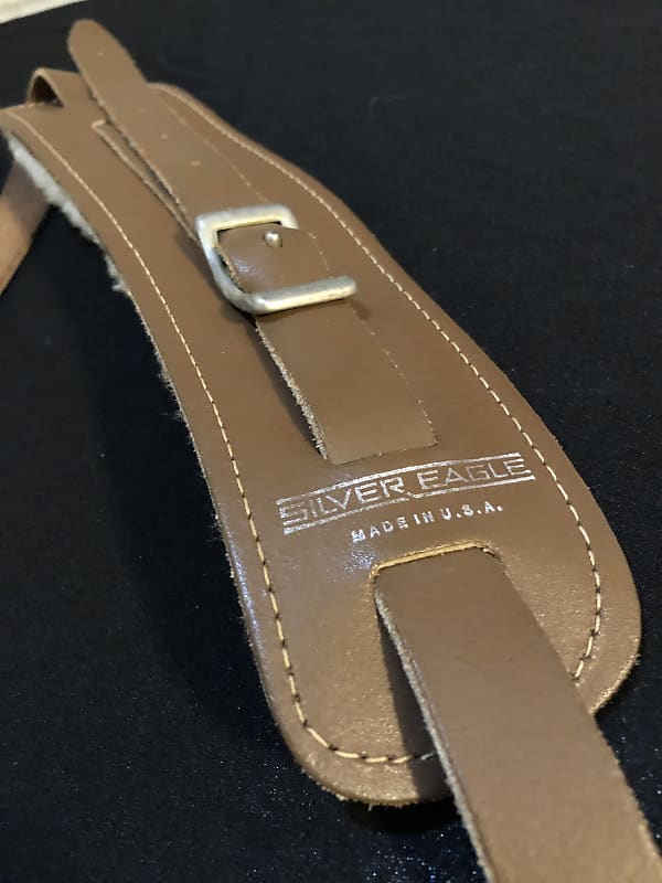 Silver Eagle Bobby Lee style leather guitar strap | Reverb